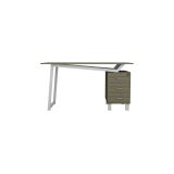 Mesa de Despacho con Cajones, Melamina Natural-Blanco, 140x60x76cm - Organización y Estilo para tu Oficina.