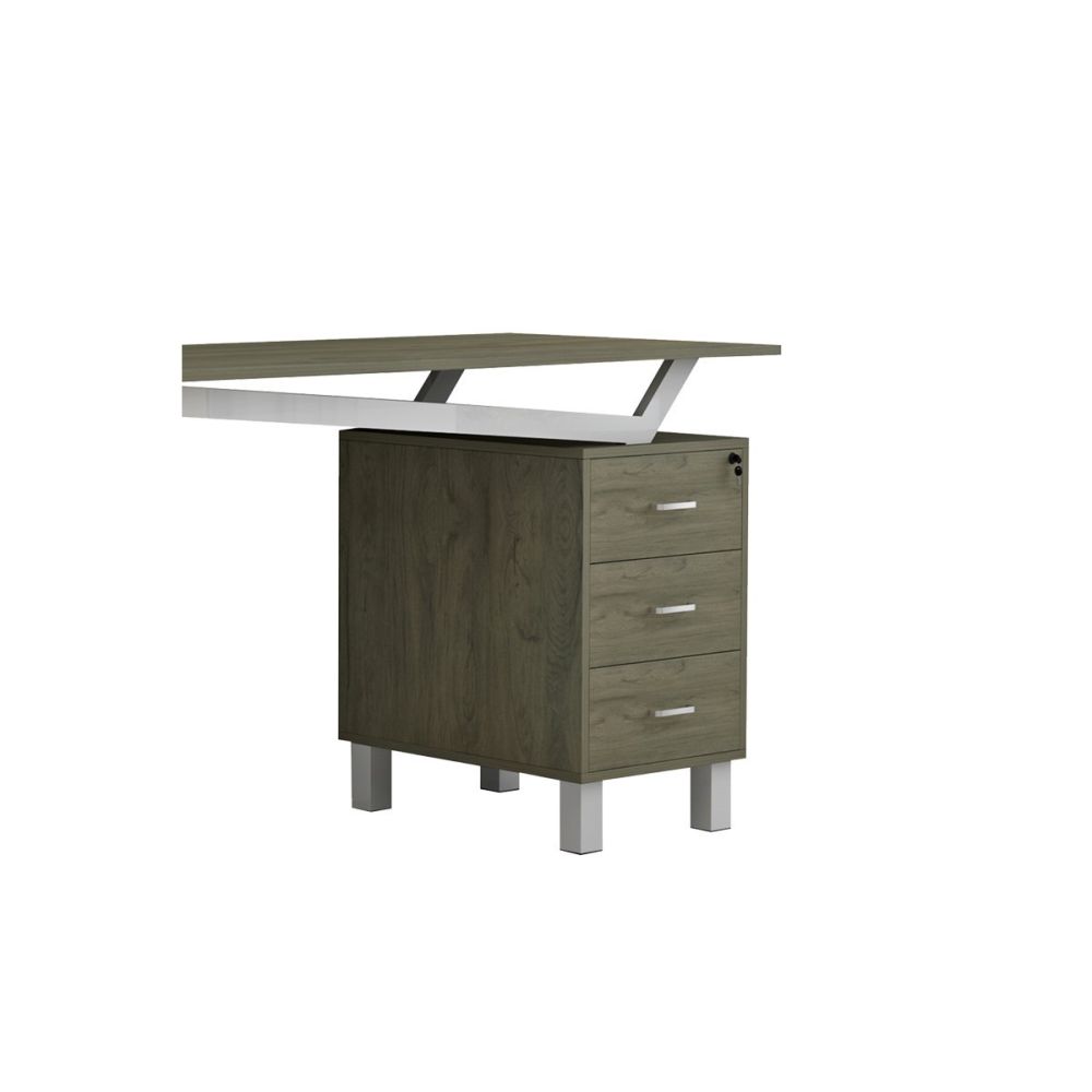 Mesa de Despacho con Cajones, Melamina Natural-Blanco, 140x60x76cm - Organización y Estilo para tu Oficina.