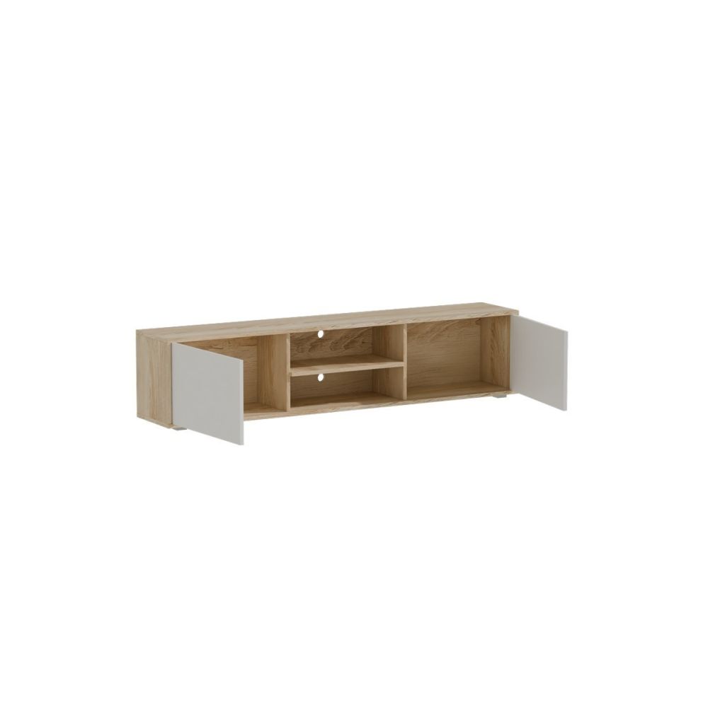 Mueble Mesa TV Melamina Blanco-Natural