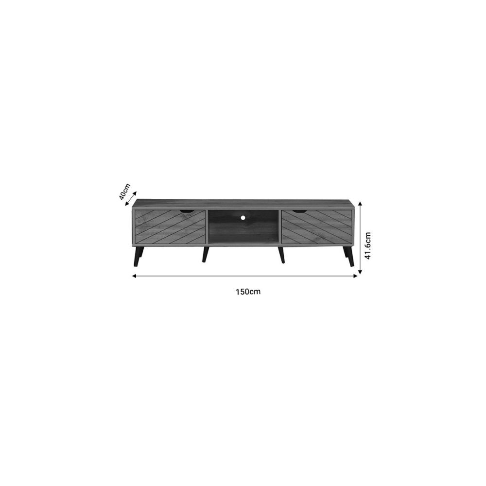 Mueble Mesa TV Roble Oscuro con 2 Puertas y Estante
