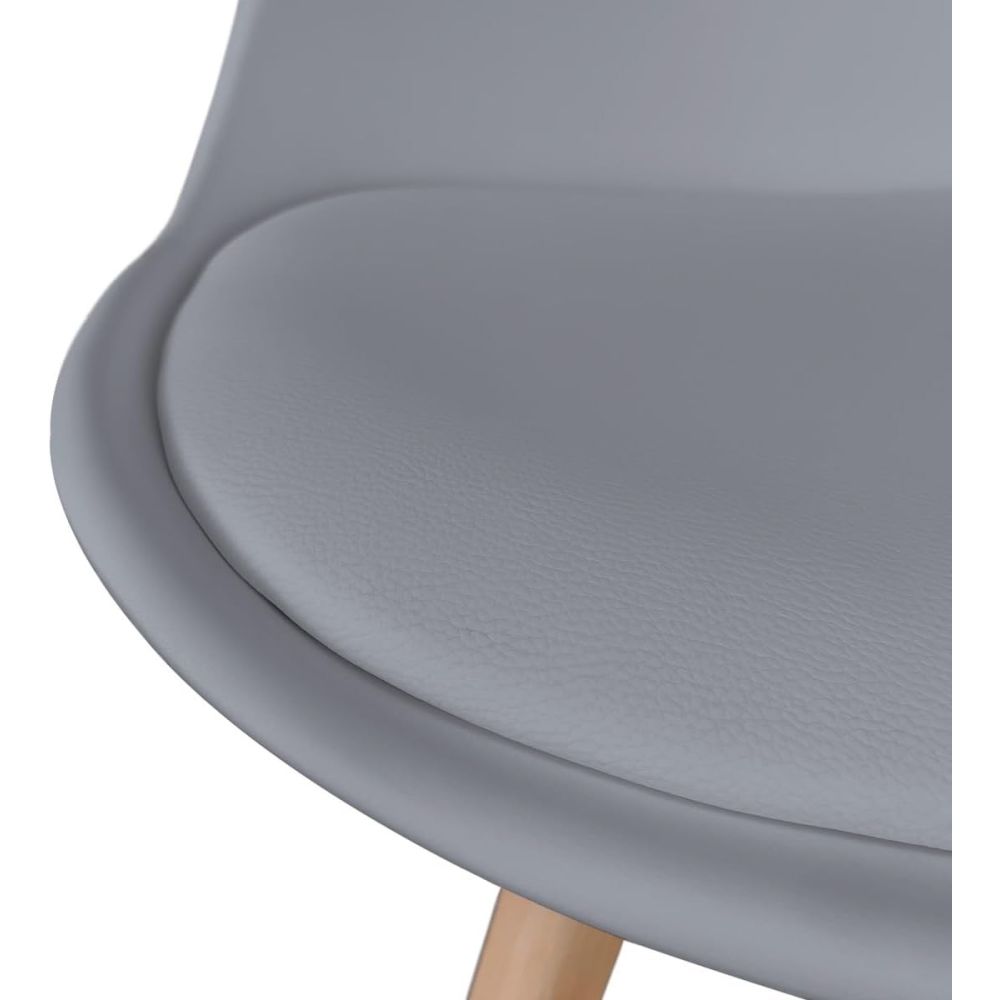 Pack de 4 Sillas para Comedor, Cocina o Salón – Simil Piel Gris y Madera, Medidas: 48 cm x 45 cm x 84 cm.